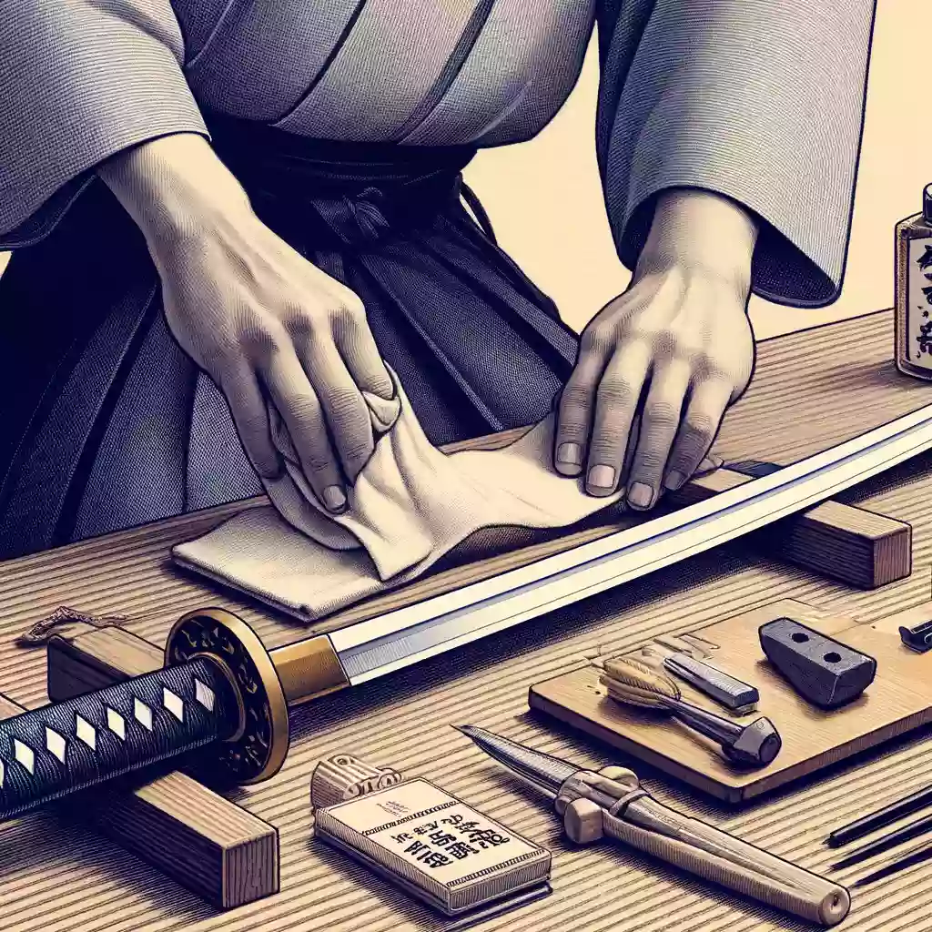 a picture of cleaning and maintenance of katana