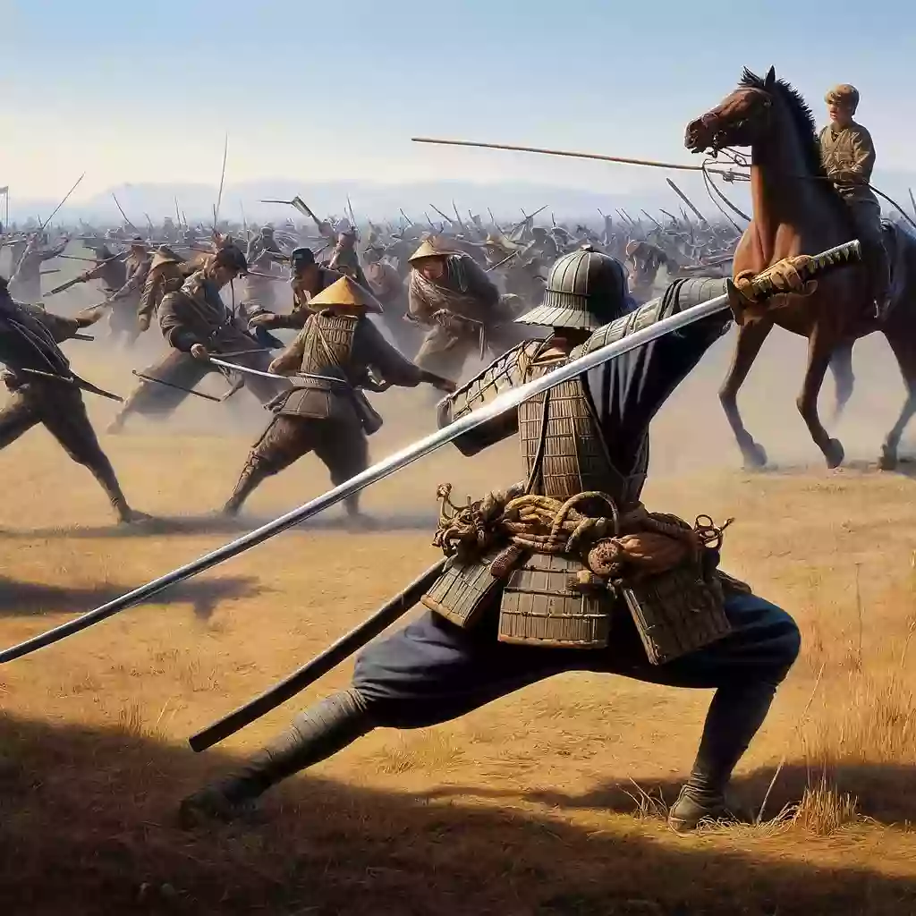 a picture of Nodachi is used for against cavalry on horseback